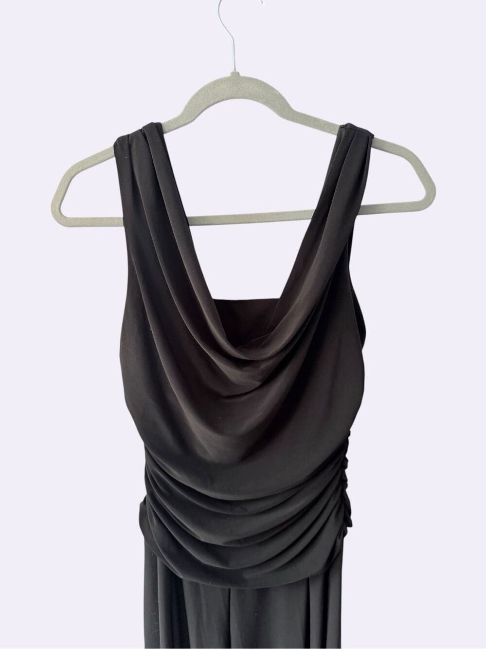 R&M Richards Black Cowl Neck Ruched Wide Leg Jumpsuit Size 8 Made in USA Evening - Picture 3 of 8